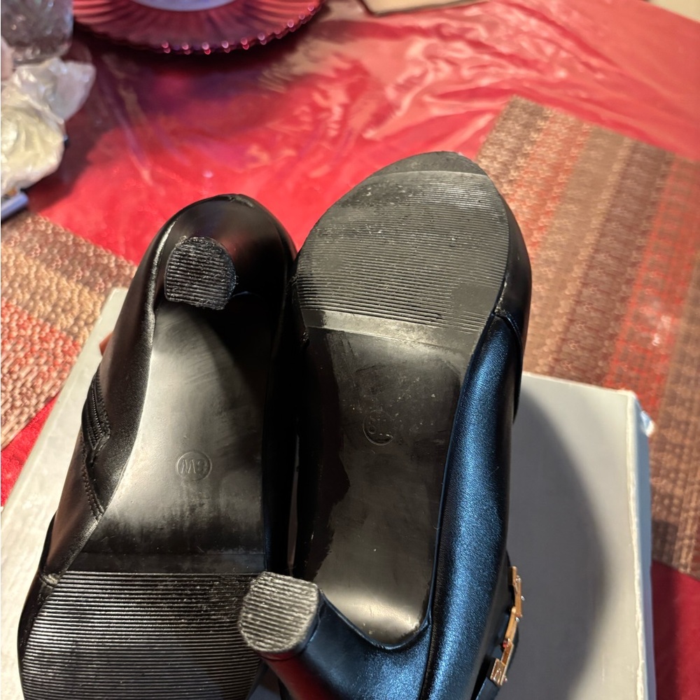 Ashley Stewart Black Ankle Booties with Gold Accent - Picture 6 of 10